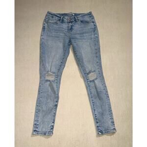 BKE women’s Stella slim fit low rise ankle skinny distressed blue jeans